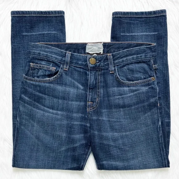 SOLD-Current/Elliott Distressed Medium Wash Cropped Slouchy Boyfriend Jeans - Picture 2 of 12